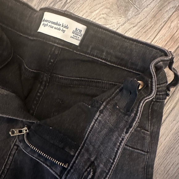 Abercrombie & Fitch A&F Kids Girls Youth High Rise Wide Leg Jeans Black 9/10 - Picture 5 of 5